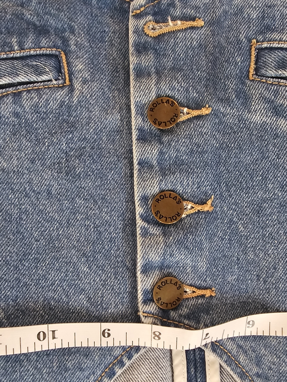 Rolla’s Denim Vest Button Front Cropped Western Boho Festival Blue Jean Vest - Picture 3 of 5
